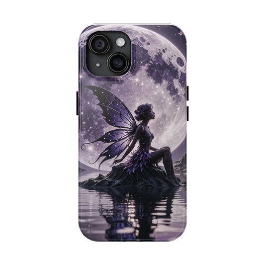 Phone Case - Fairy sitting on a rock with moon rising design