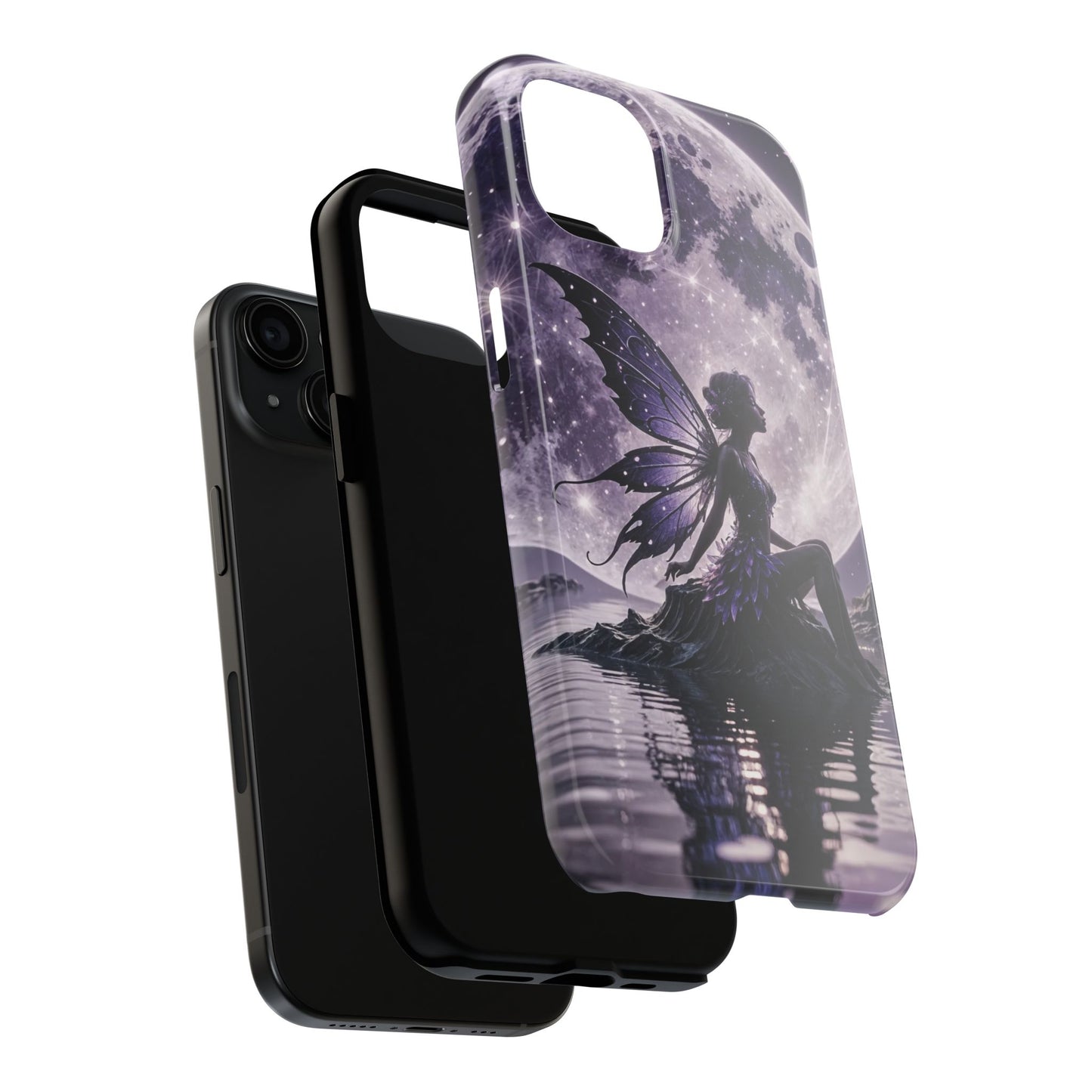 Phone Case - Fairy sitting on a rock with moon rising design